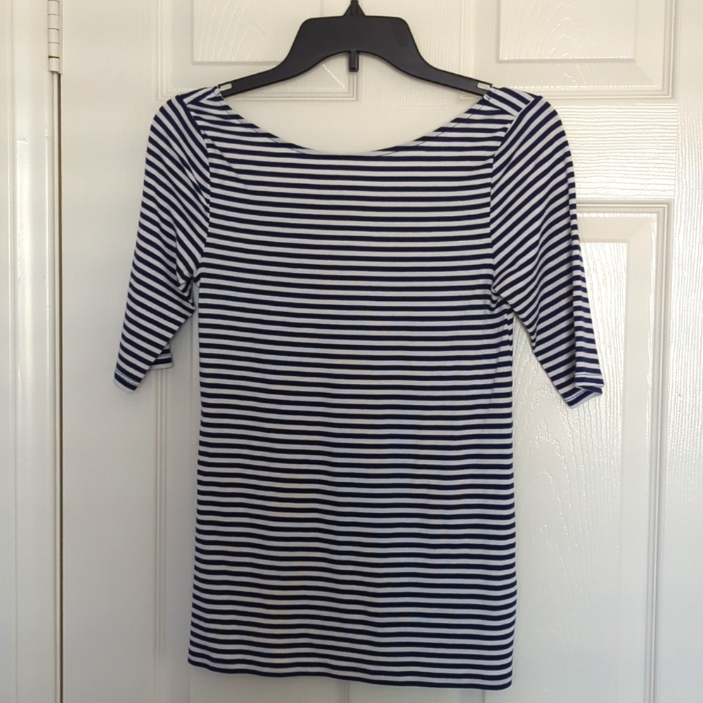 Old Navy Fitted Ballet Top Navy and White Striped Size XS